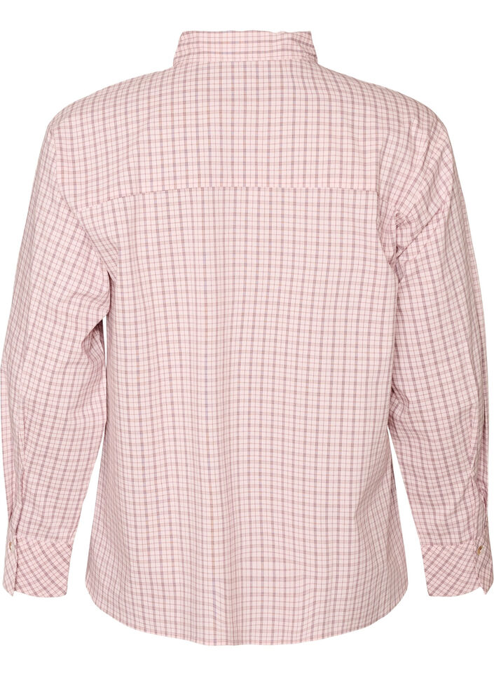 Losvallend geruit overhemd met strikceintuur, Roze, Packshot image number 1