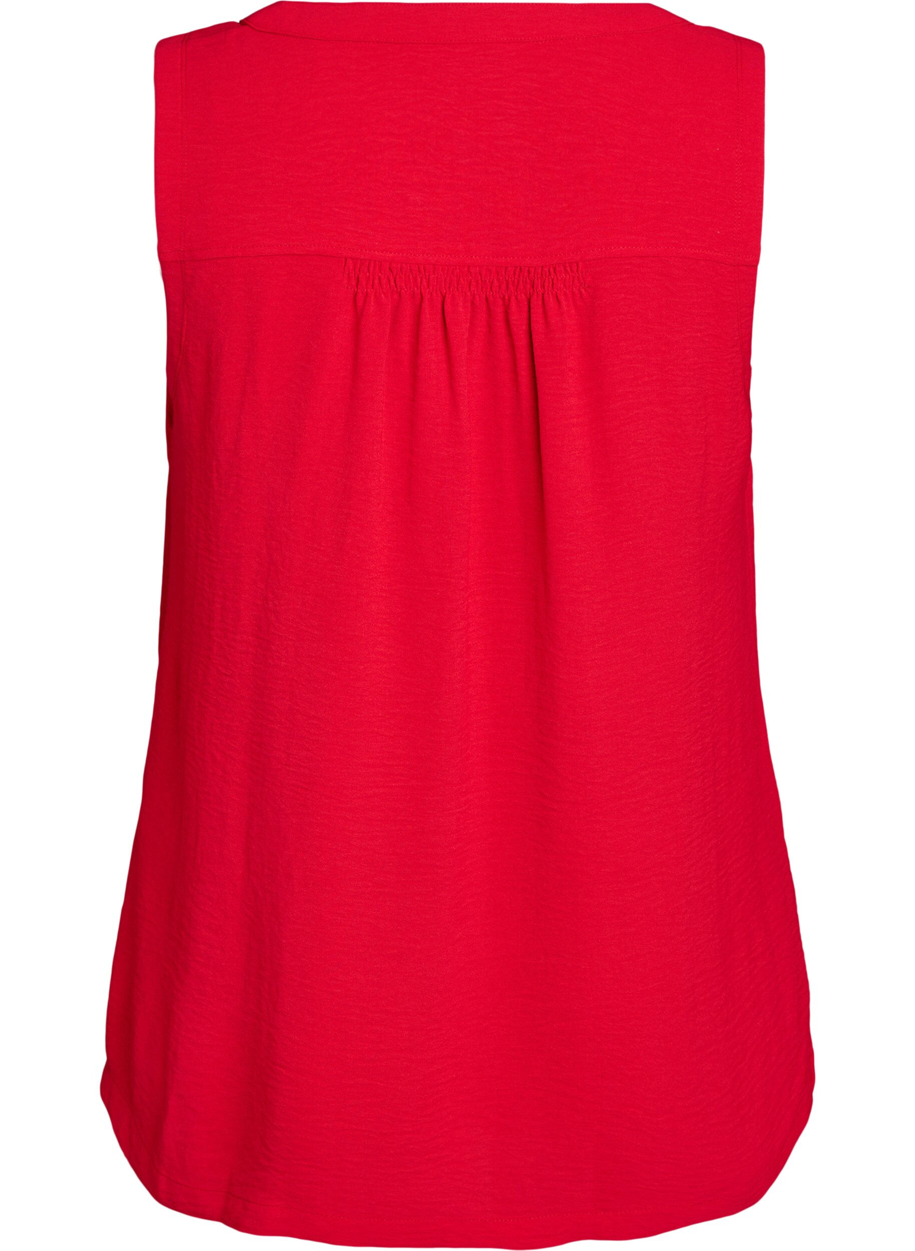 ZizziMouwloze top met kreukeffecten, Rood, Packshot image number 1
