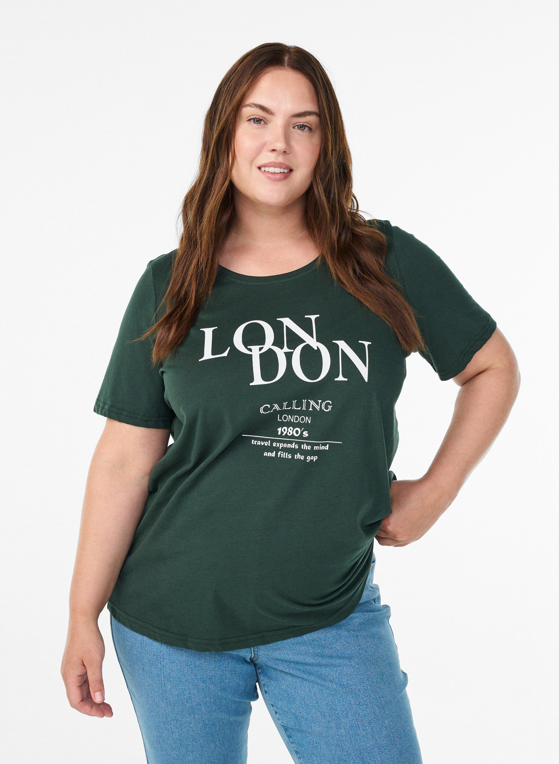 FLASH - T-shirt met print, Groen, Model