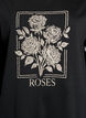 Sweatshirt met rozenprint en strassteentjes, Zwart, Packshot image number 2