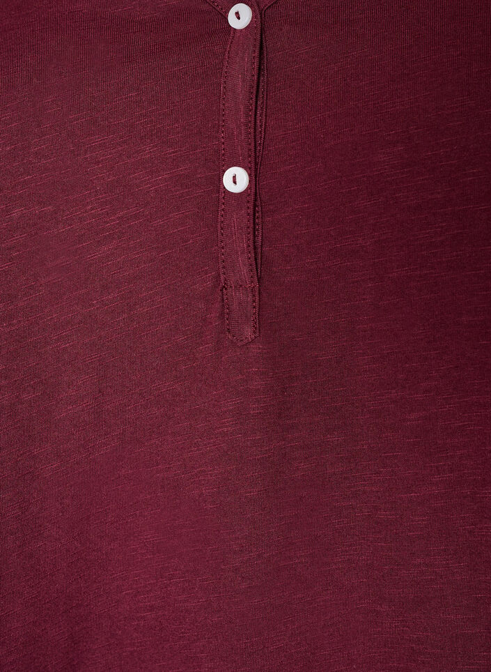 T-shirt met knoopdetail, Donker Bordeaux, Packshot image number 2