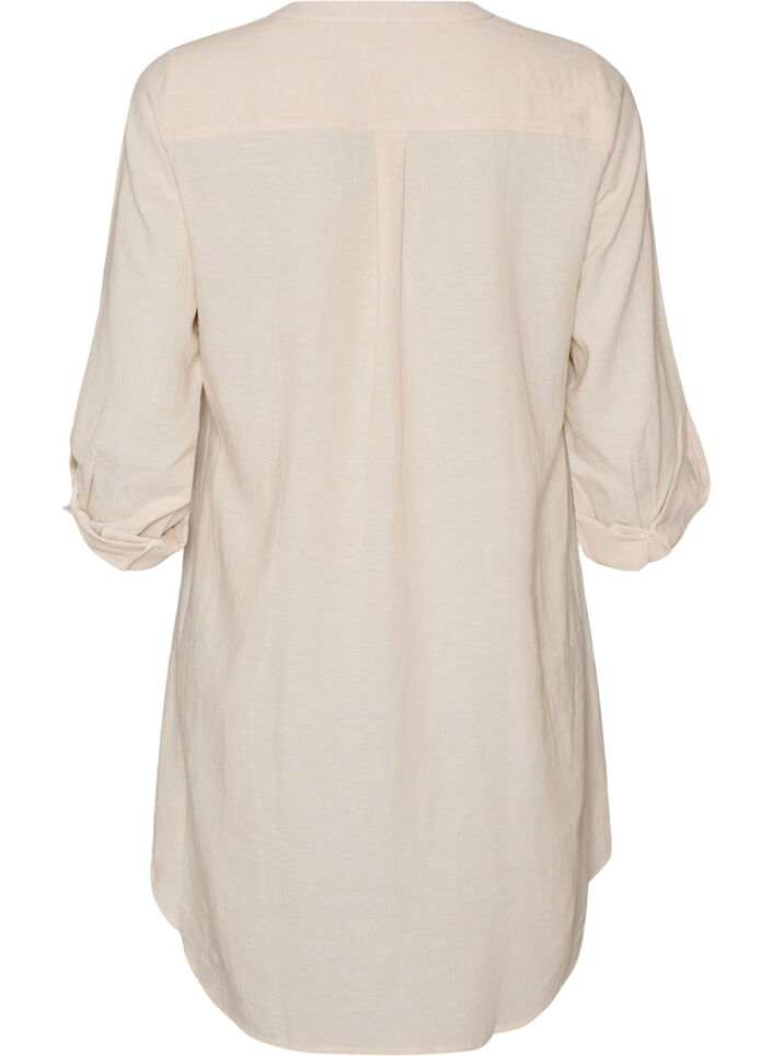 Lang shirt in linnen en viscose, Beige, Packshot image number 1