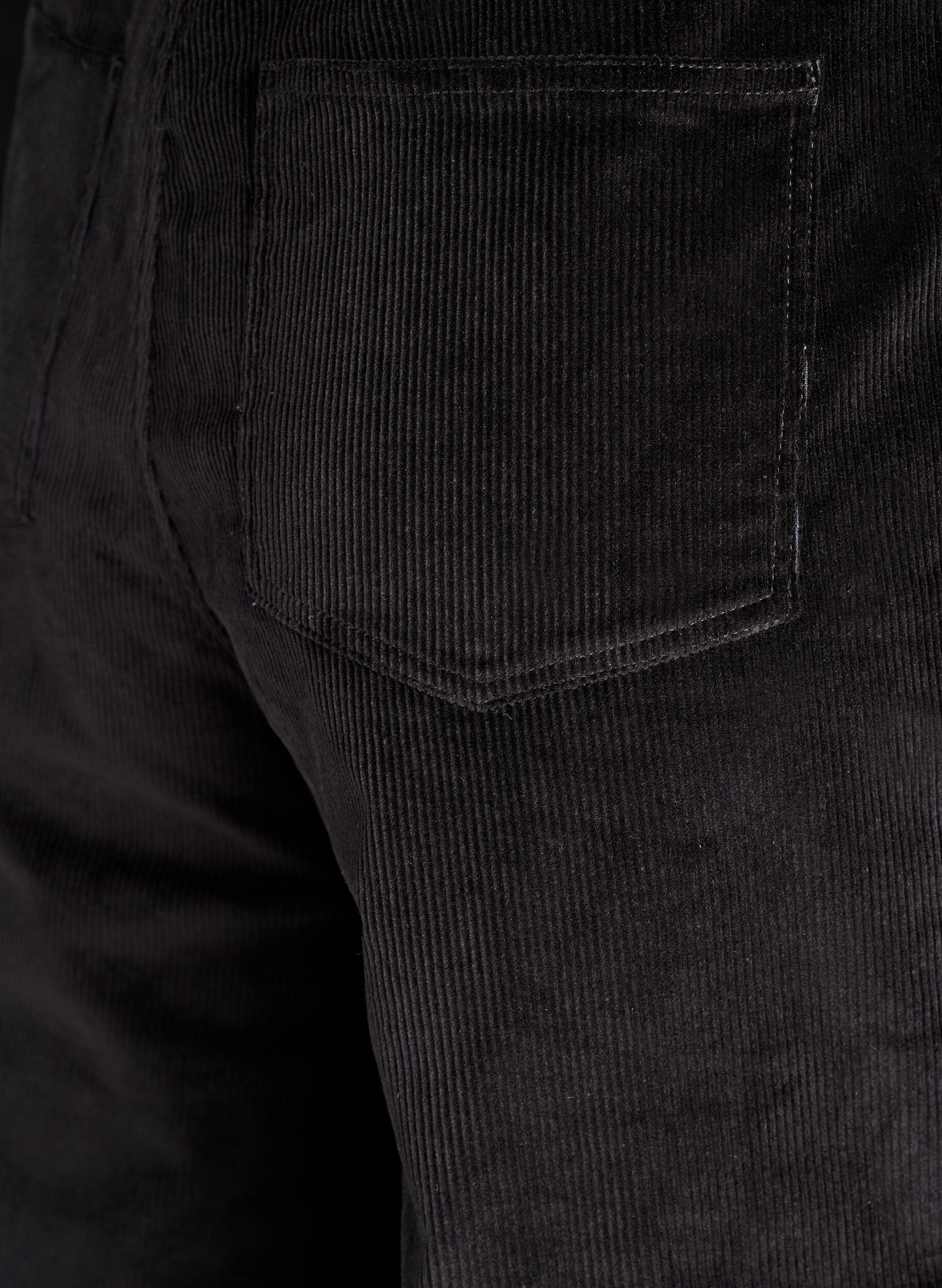 ZizziHoog getailleerde ribcord broek met wijde pijpen, Zwart, Packshot image number 3