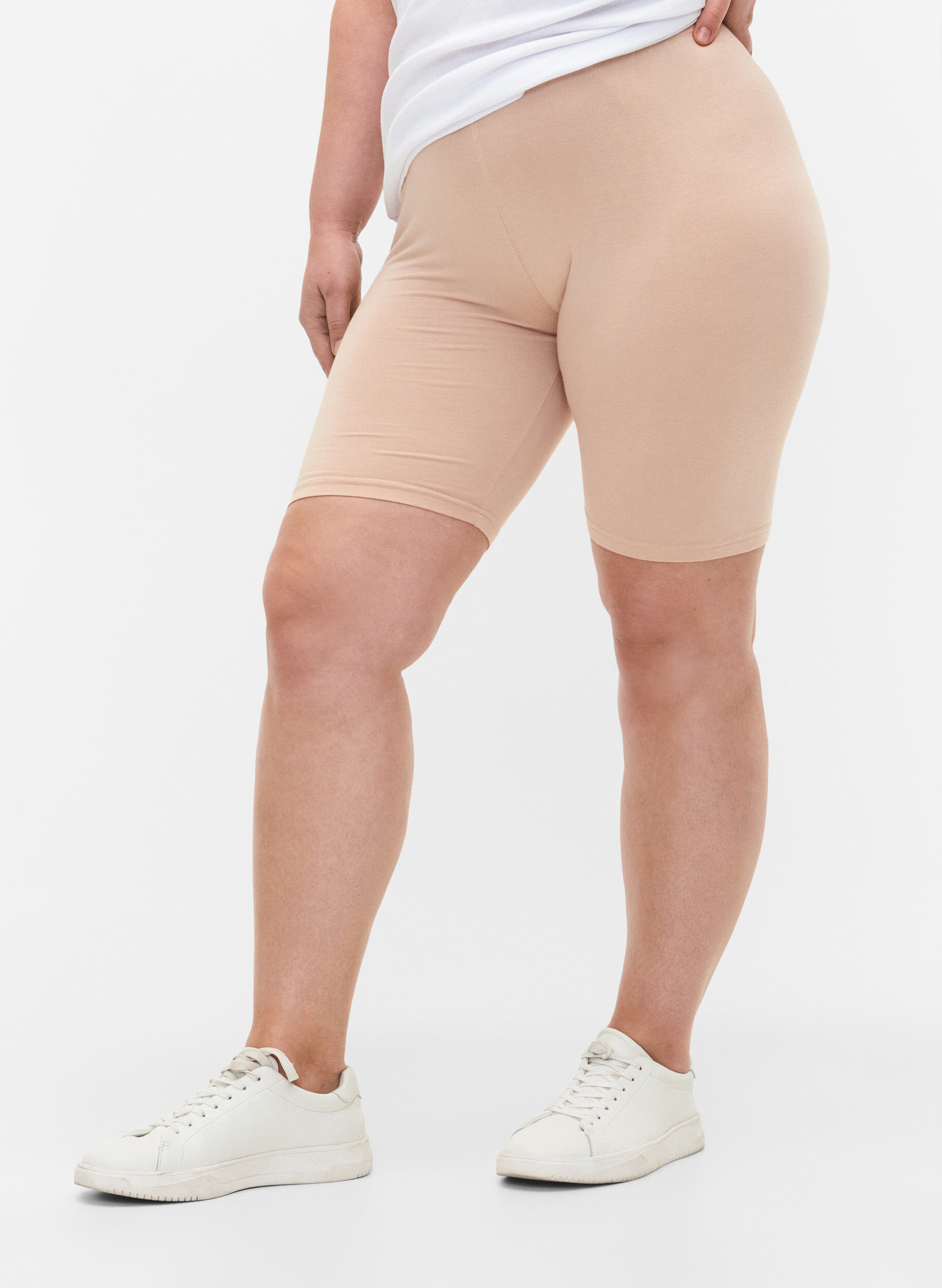 Effen basic fietsbroek, Beige, Model
