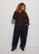 Teddyjack met een ronde hals en knopen, Bruin, Model image number 1