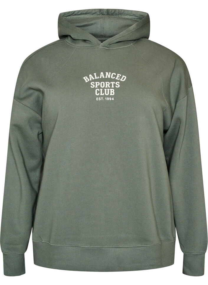 Hoodie met borstprint, Groen, Packshot image number 0