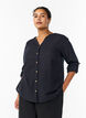 Katoenen blouse met V-hals, Zwart, Model image number 0