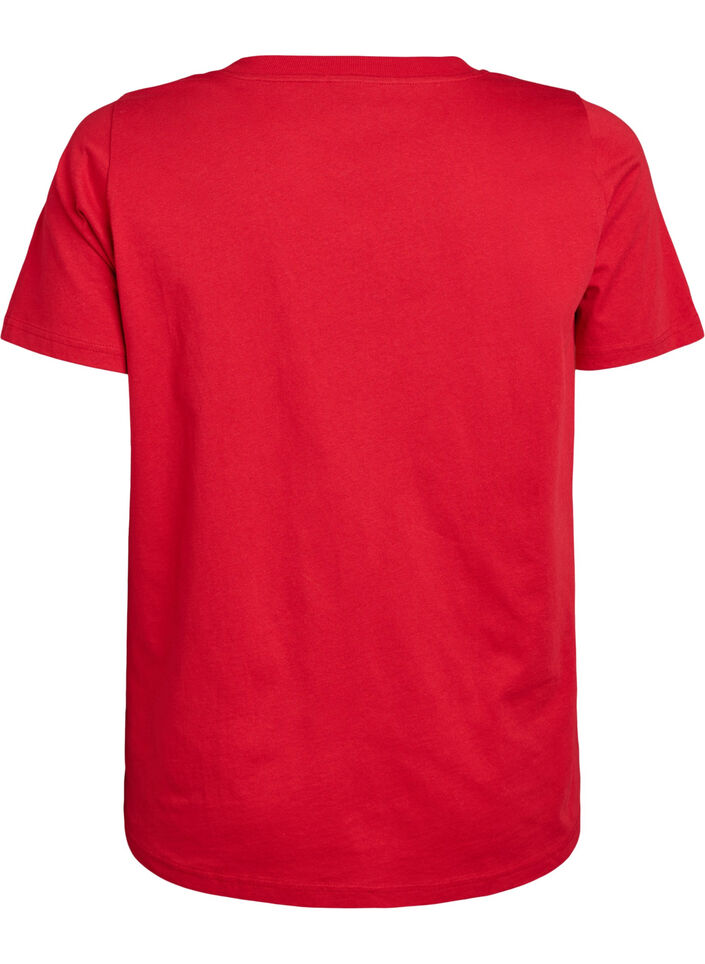 Basis T-shirt van katoen met een V-hals, Rood, Packshot image number 1