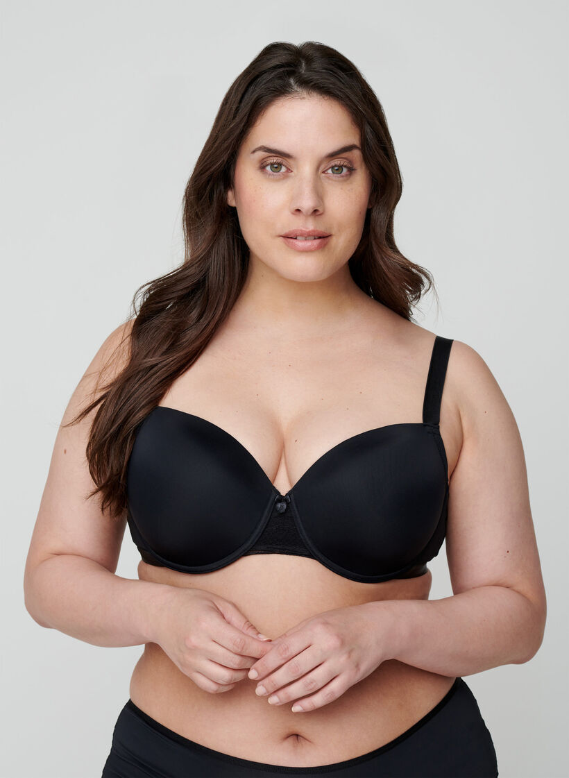 Voorgevormde beha met gaas, Zwart, Model image number 0