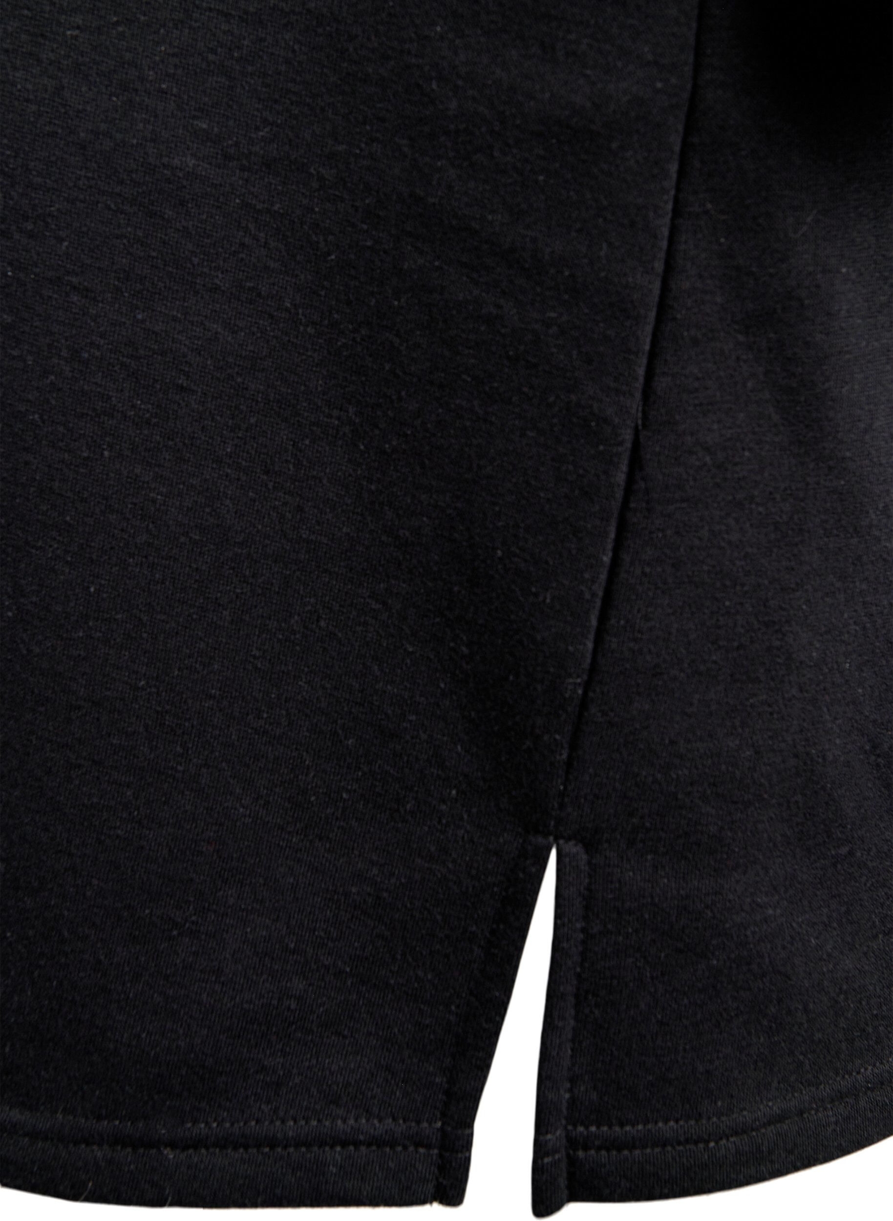 ZizziSweatjurk op knielengte met franjes, Zwart, Packshot image number 3