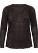 Blouse met ajourpatroon en lange mouwen, Zwart, Packshot image number 0
