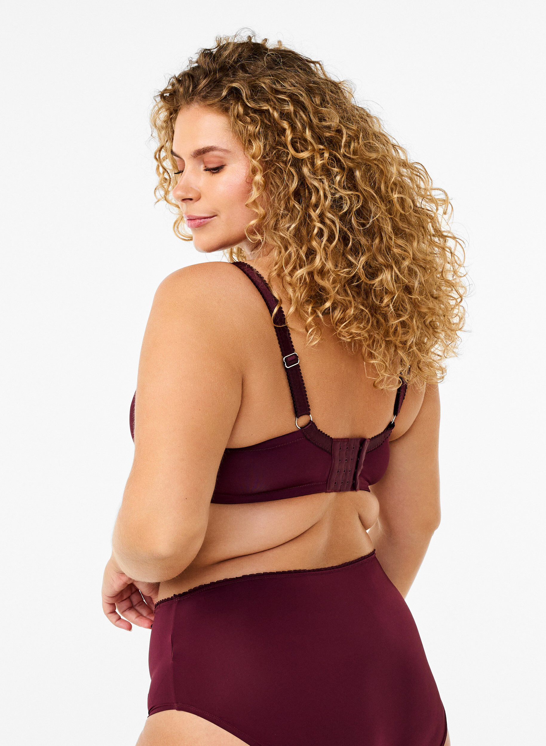 ZizziGewatteerde bh met bloemenborduursel, Donker Bordeaux, Model image number 1