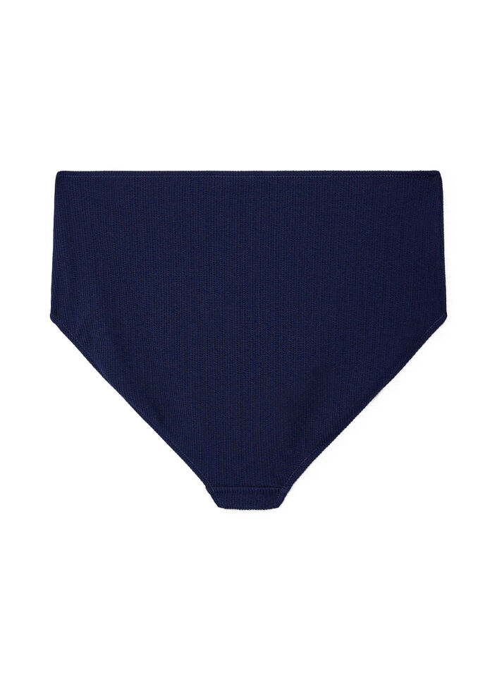 Bikinibroekje met hoge taille en textuur, Blauw, Packshot image number 1