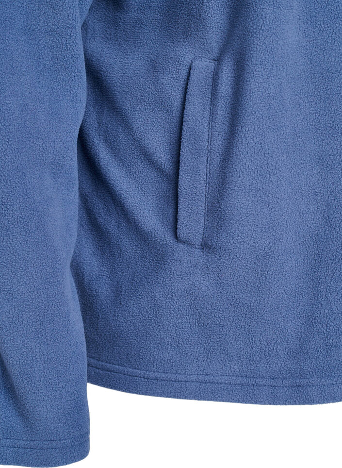 Fleecetop met ritssluiting en hoge kraag, Blauw, Packshot