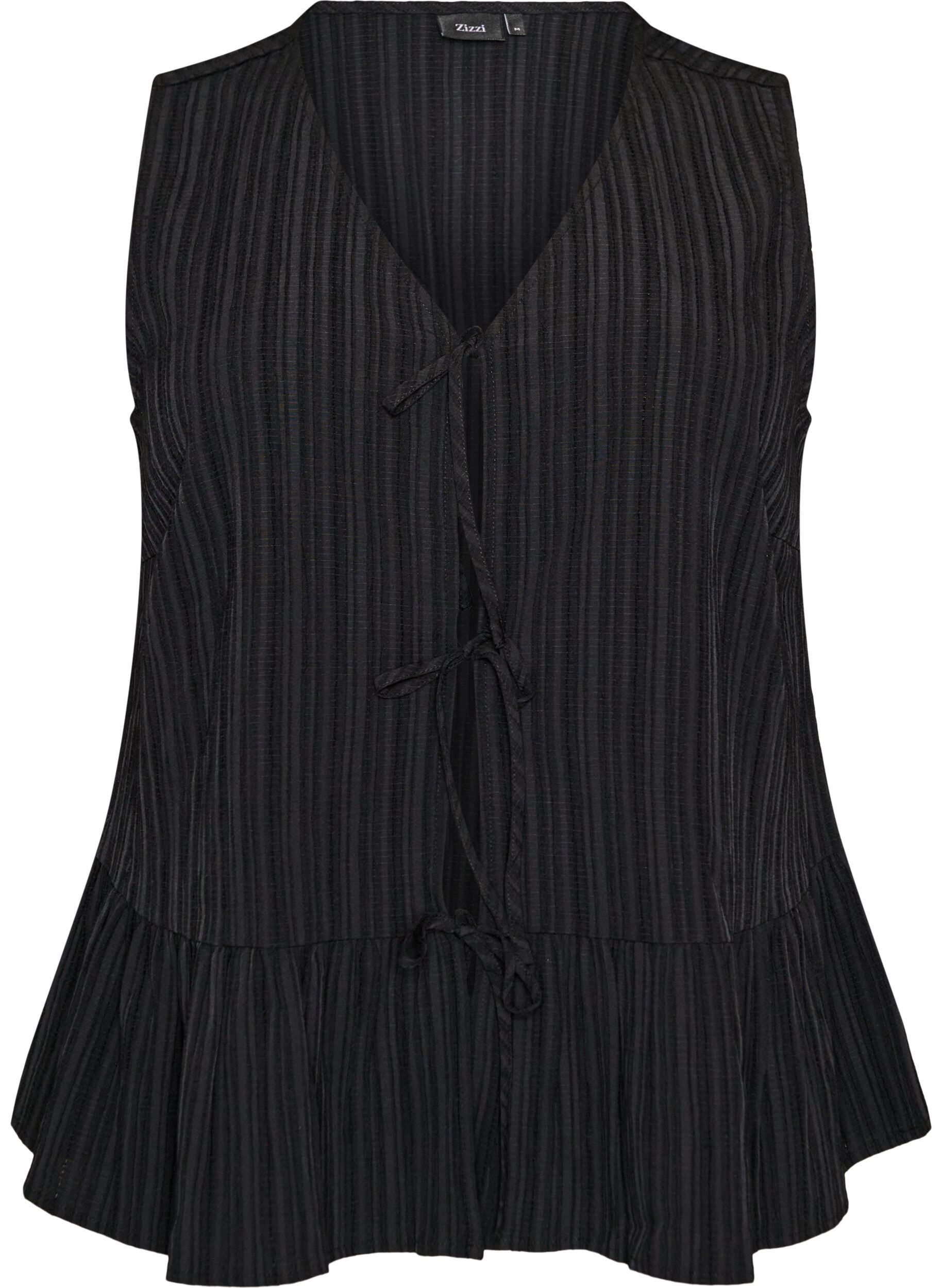 Mouwloze blouse met textuur en een striksluiting