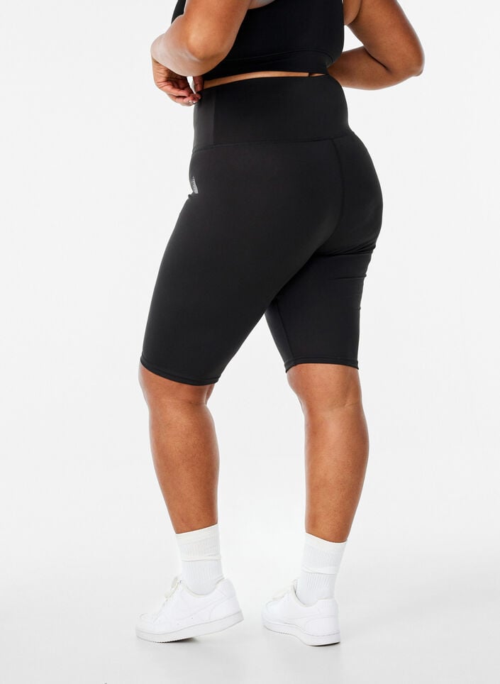 Lange strakke sport shorts, Black, Packshot