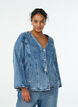 Denimjack met vormende naden en een V-hals, Blauw, Model image number 0
