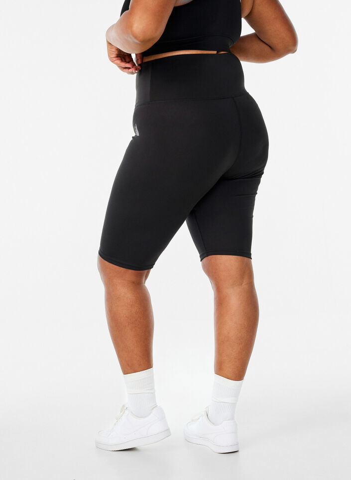 Lange strakke sport shorts, Black, Packshot