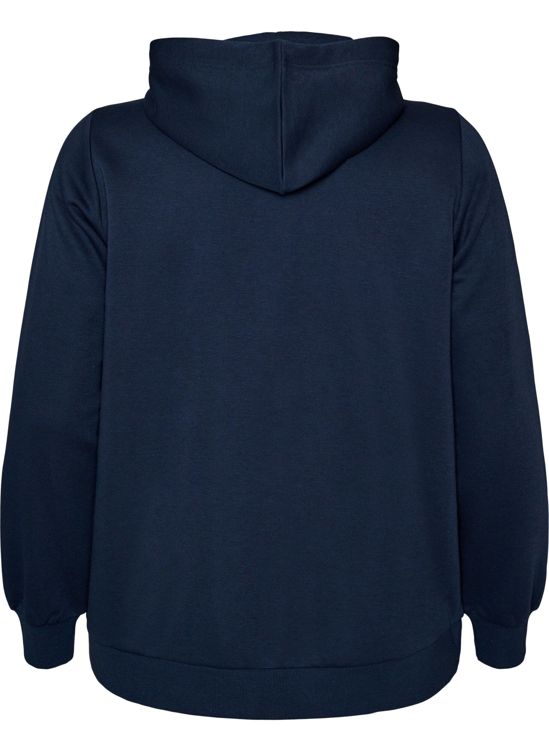 ZizziSweatshirt met capuchon, ritssluiting en zakken, Blauw, Packshot image number 1