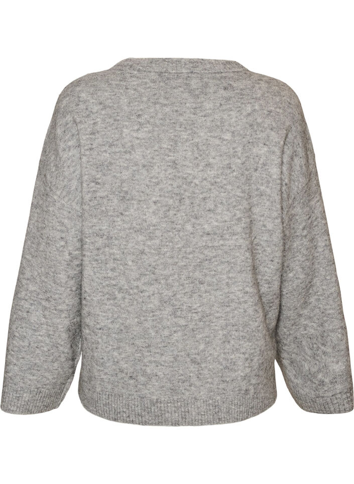 Losse gebreide blouse met alpaca en wol, Grijs, Packshot image number 1