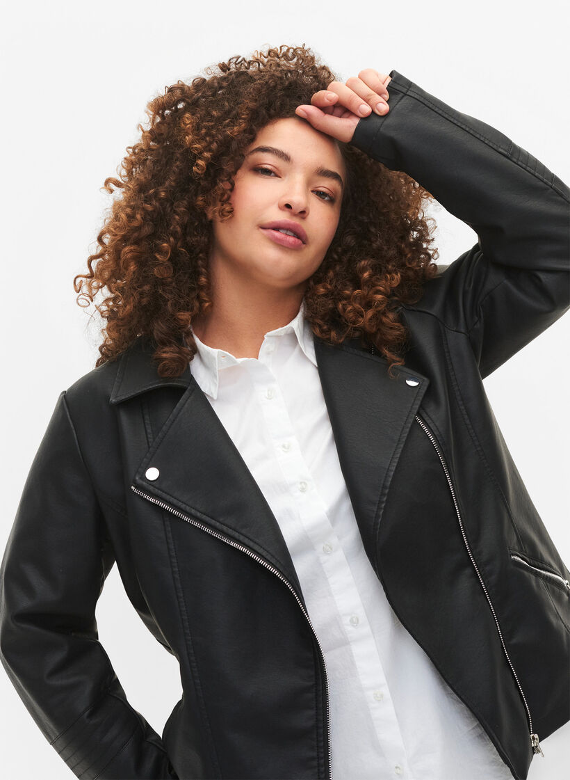 Imitatie leren bikerjas, Black, Model