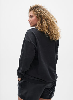 ZizziGewassen sweatshirt met statementprint, Grey Acid Washed, Model image number 1