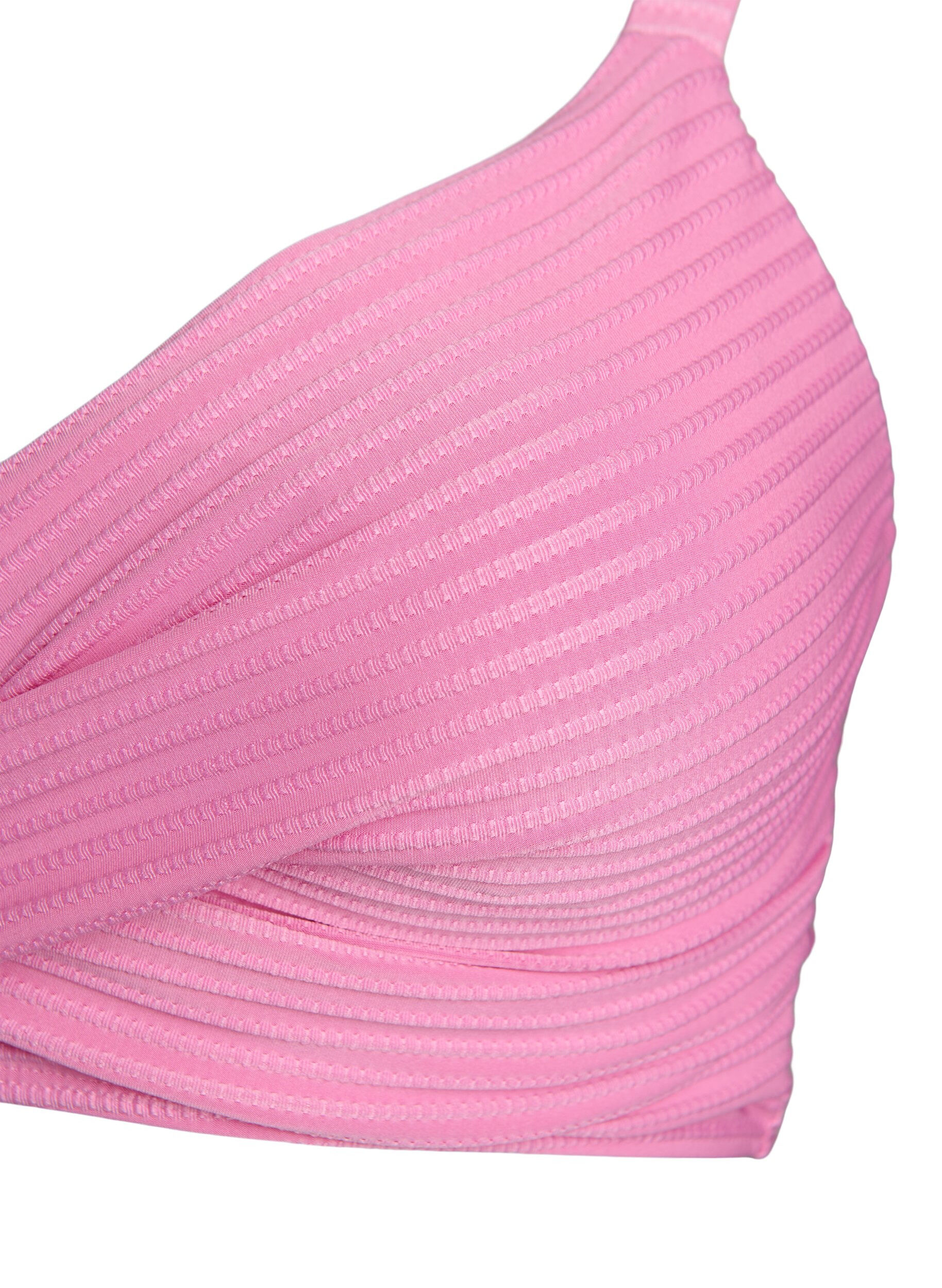 ZizziBikinitop met gestreepte textuur en kruislingse bandjes, Roze, Packshot image number 2