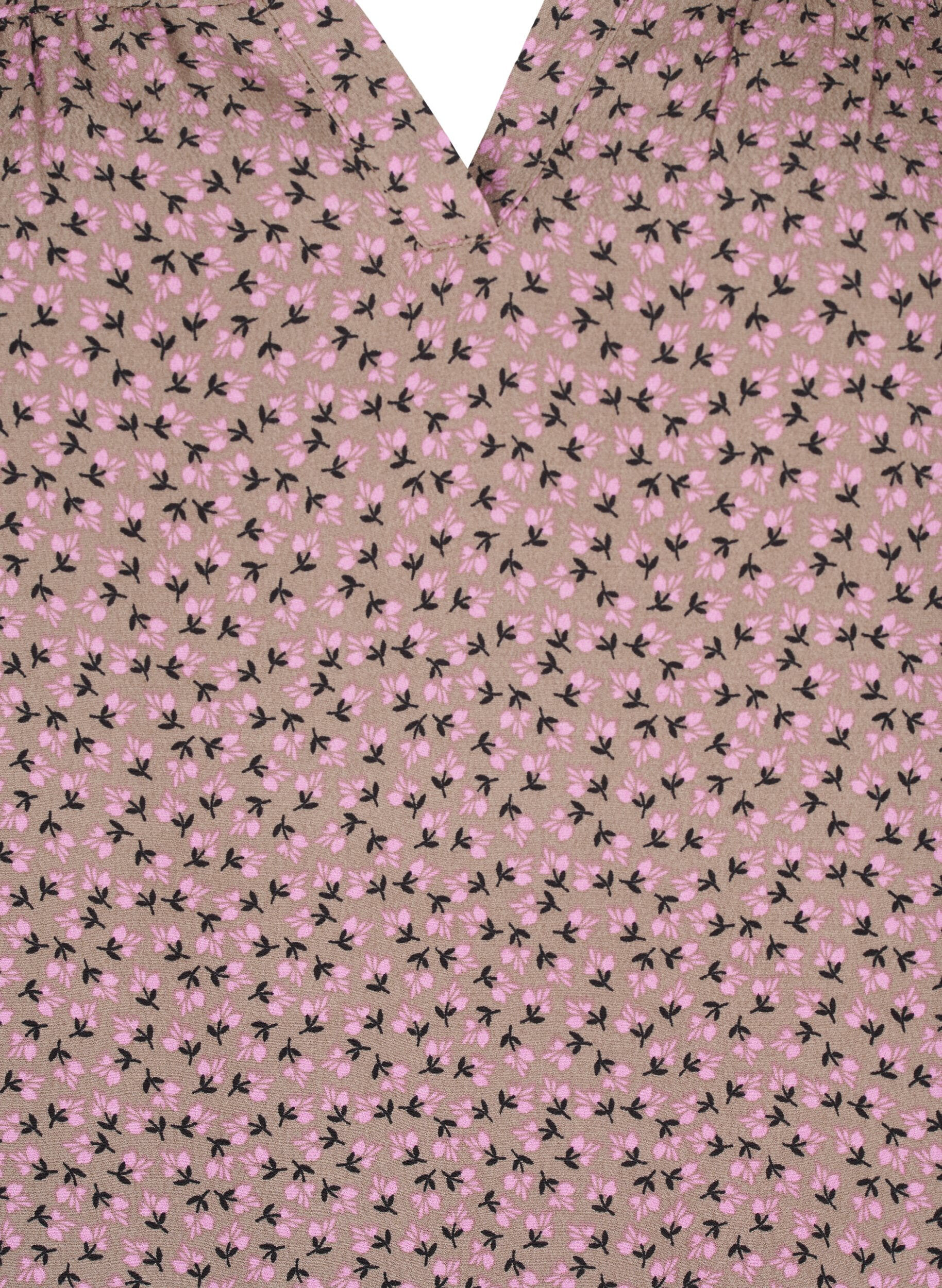 ZizziBlouse met lange mouwen, print en V-hals, Bruin, Packshot image number 2