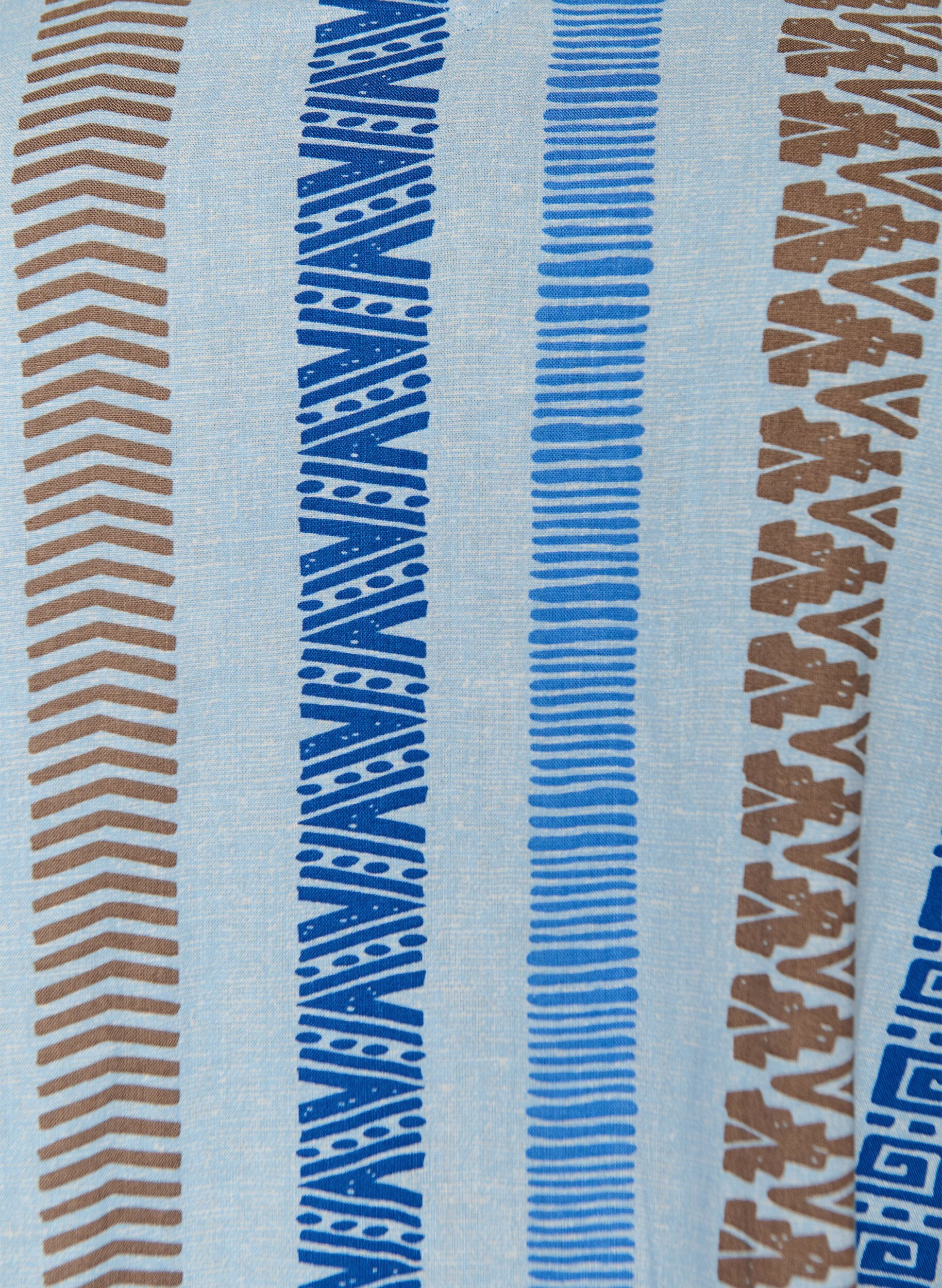 ZizziKorte jurk in linnen en viscose met 3/4 mouwen, Blauw, Packshot image number 2