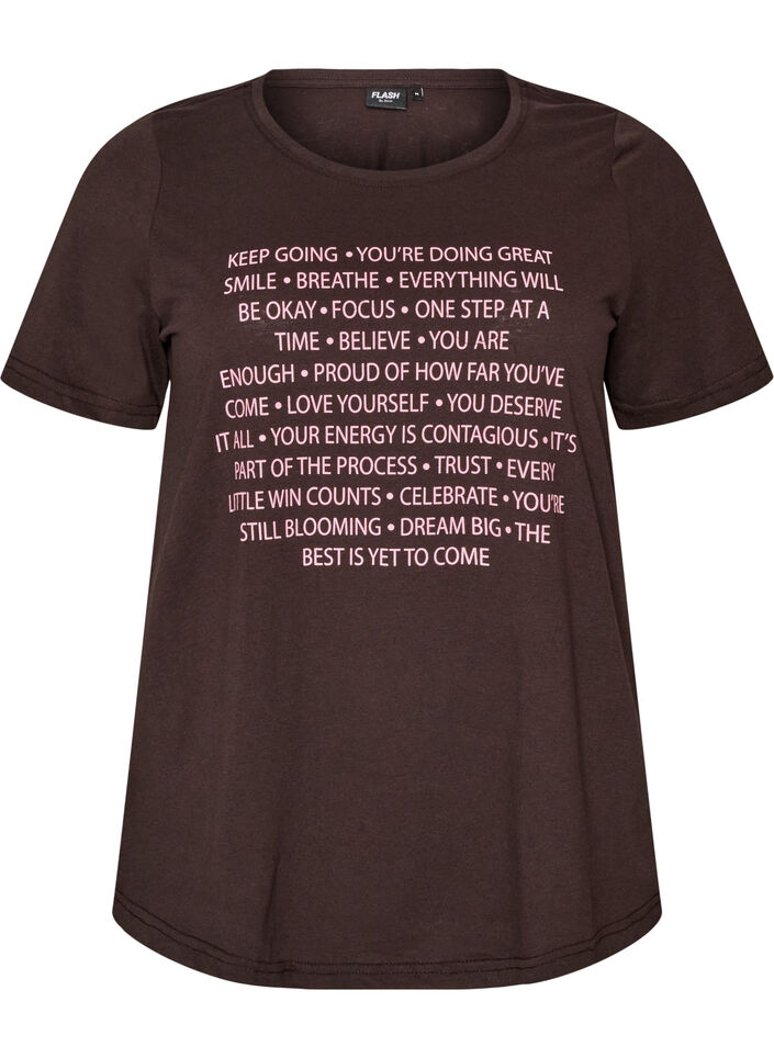 T-shirt met motief, Bruin, Packshot image number 0
