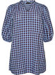 Tunic met ginghamruit en ruchekraag, Blauw, Packshot image number 0