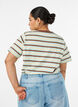 Gestreept T-shirt van biologisch katoen, Bruin, Model image number 2
