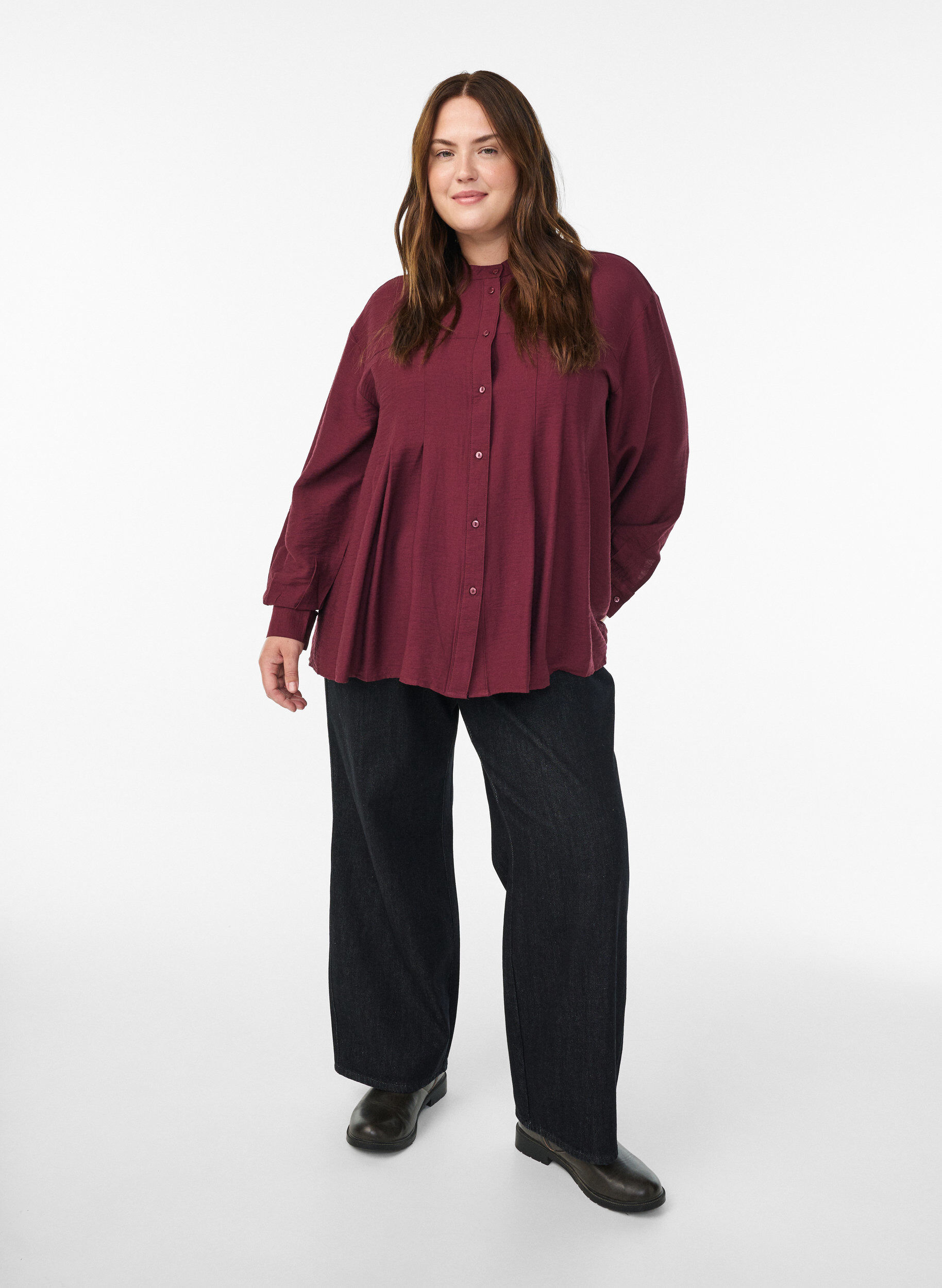 ZizziViscose shirt met A-lijn vorm, Rood, Model image number 1