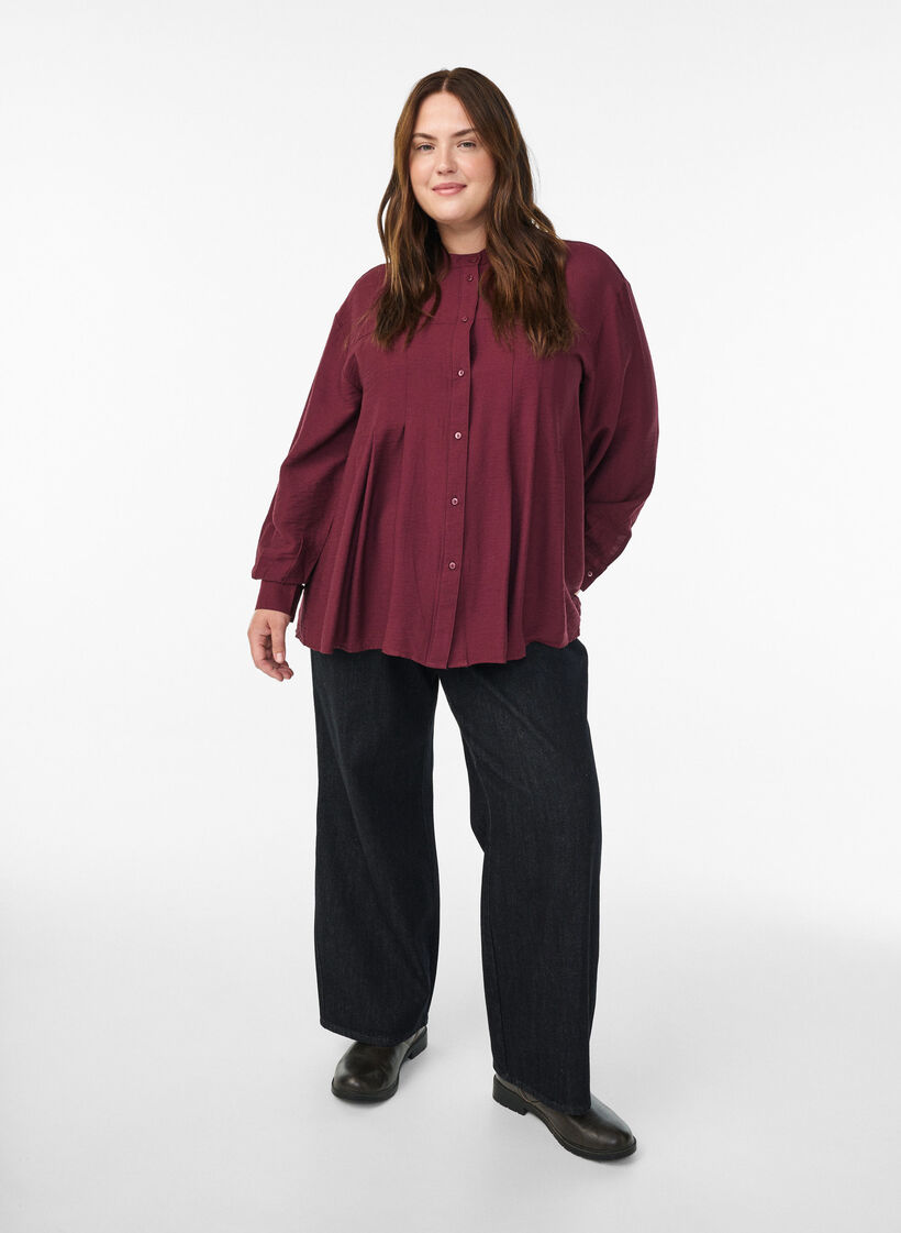 Viscose shirt met A-lijn vorm, Rood, Model image number 1