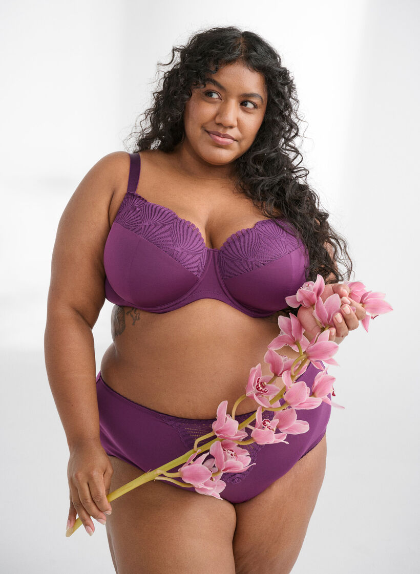 Voorgevormde beha met detail van kant, Donker Bordeaux, Image image number 0