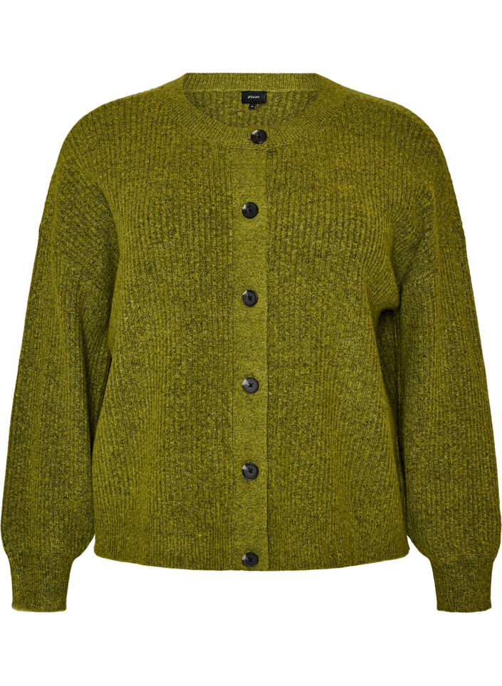 Vest van ribtricot met knopen, Groen, Packshot image number 0