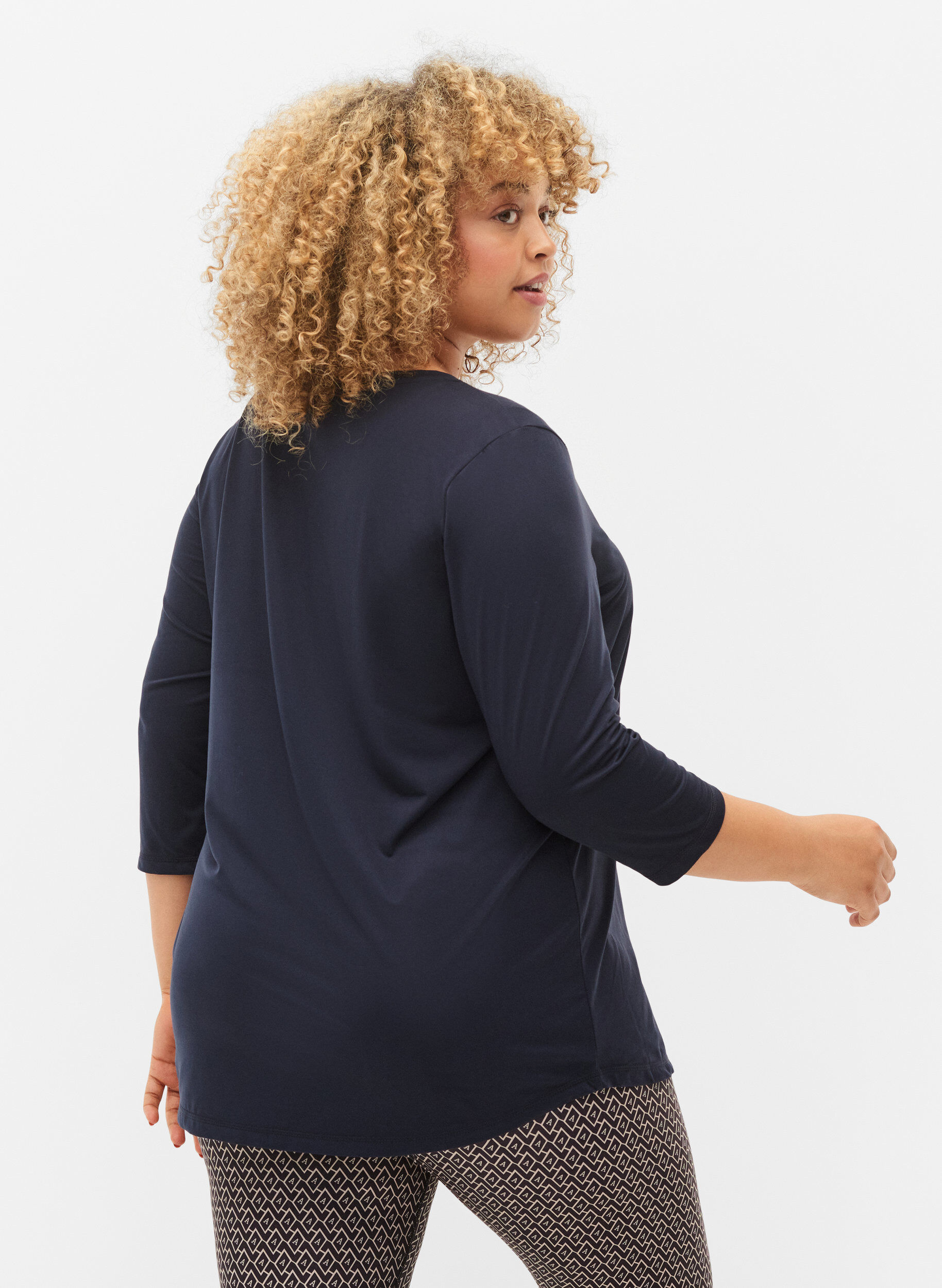 ZizziTrainingsblouse met 3/4-mouwen, Blauw, Model image number 2