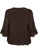 Blouse met 3/4-mouwen en ruchesdetails, Bruin, Packshot image number 1