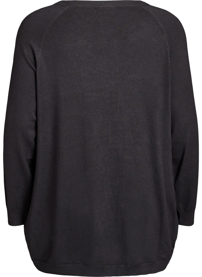 Gebreide blouse met knoopsluiting aan de zijkant, Zwart, Packshot image number 1