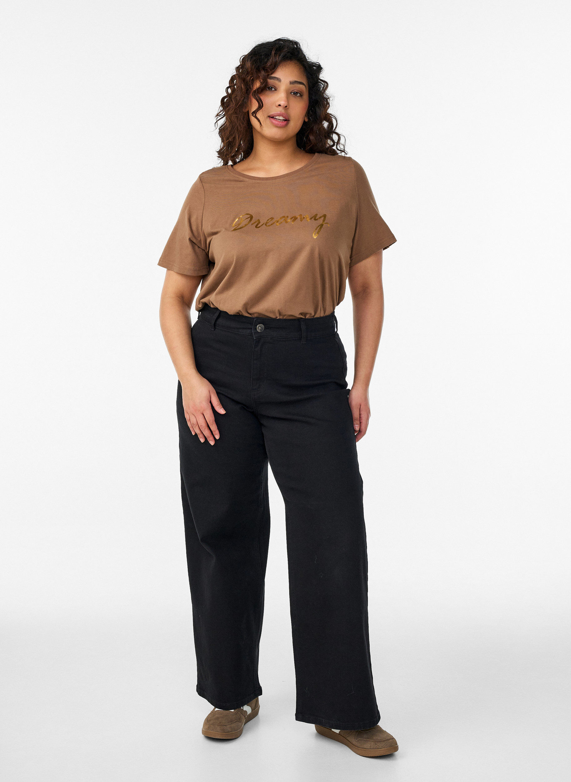 ZizziT-shirt met print, Bruin, Model image number 1