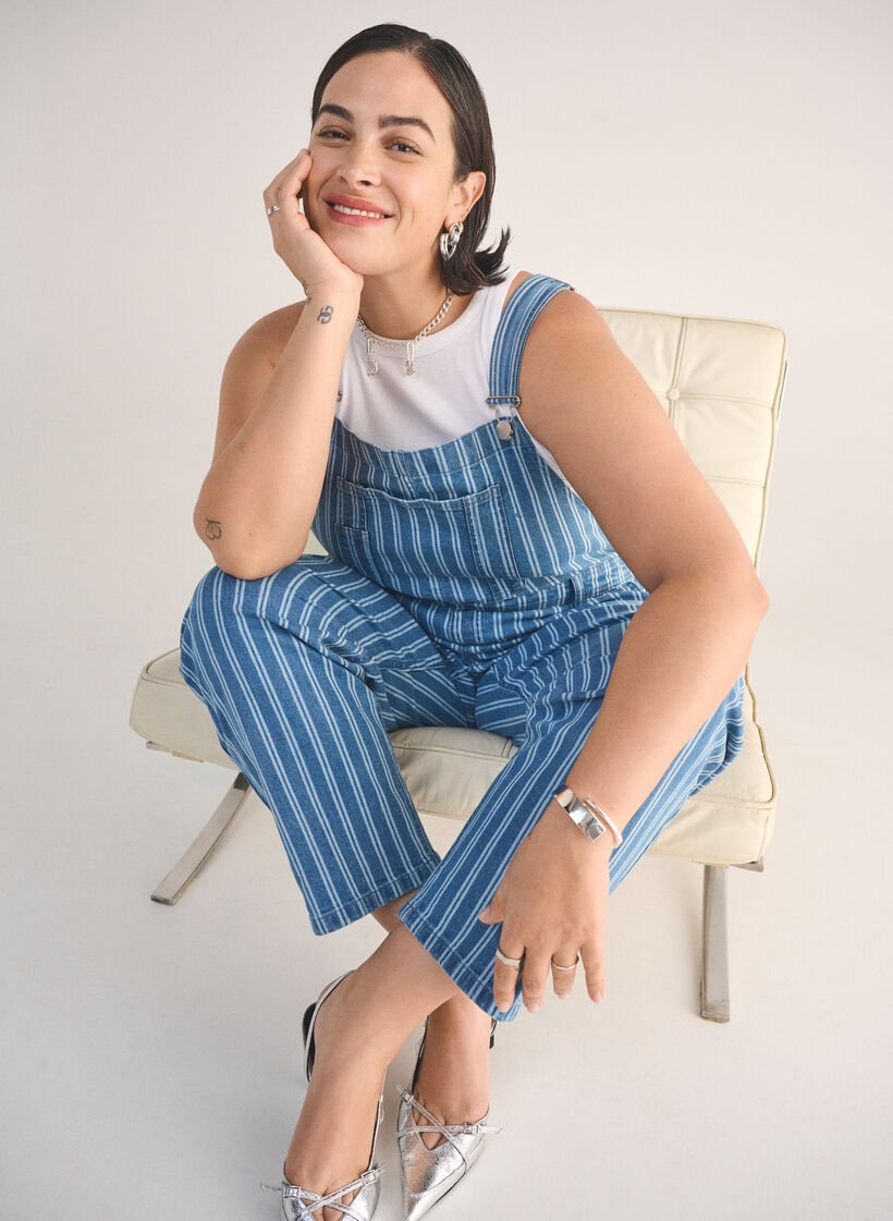 Denim overalls, L. B. D. Stripe, Image