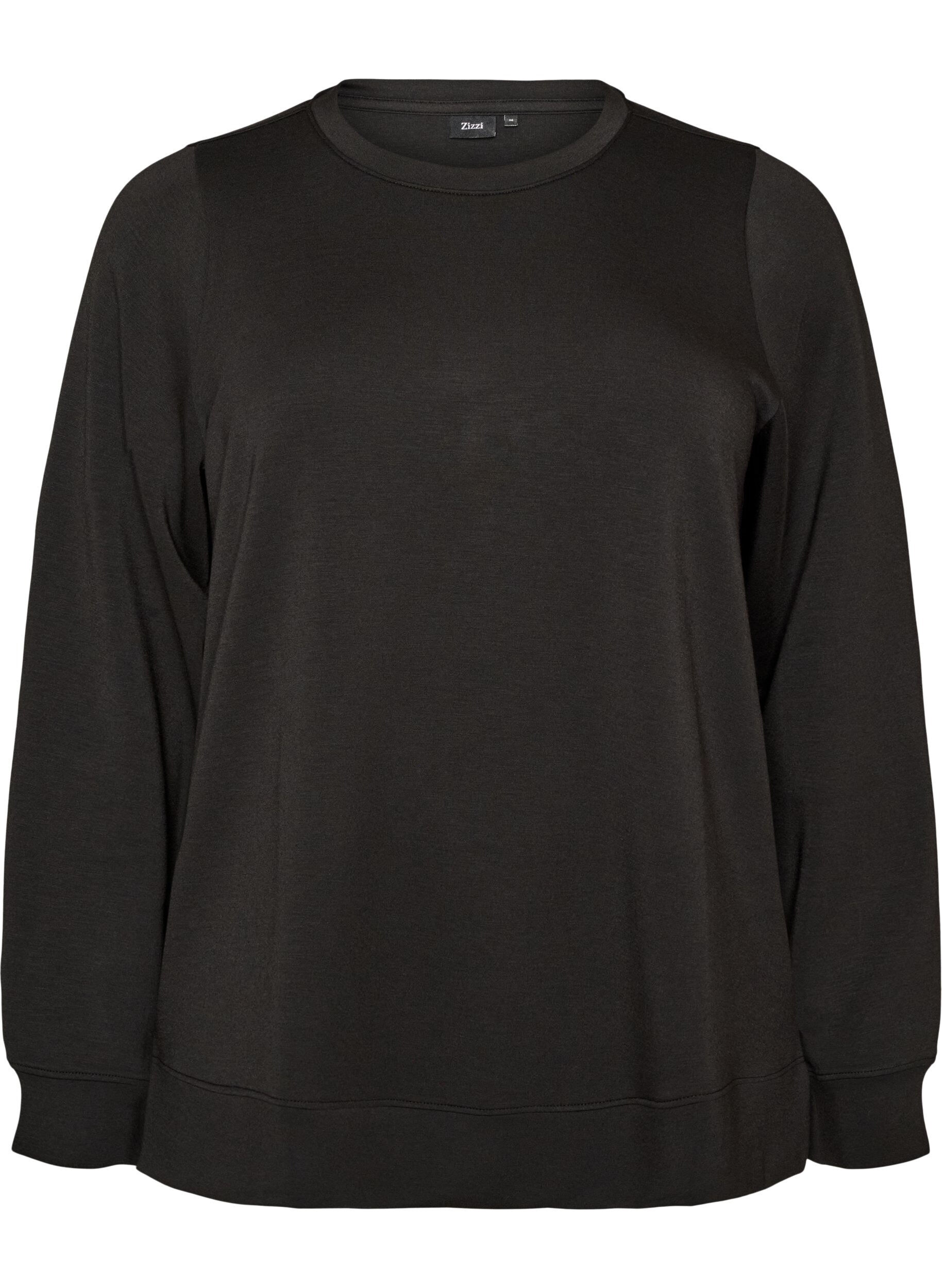 Jersey blouse met lange mouwen en een ronde hals