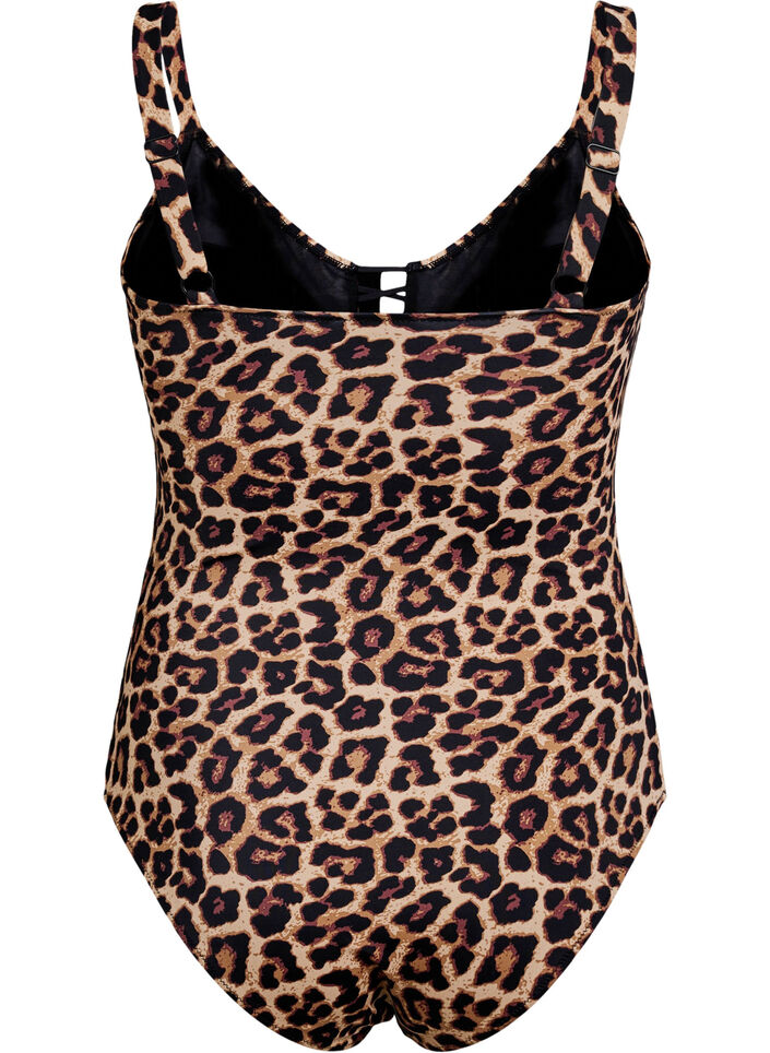 Badpak met dierenprint en stringdetail, Leopard AOP, Packshot