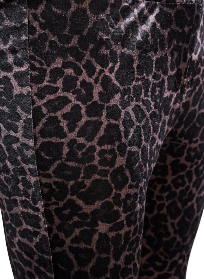 Velour leggings met luipaardpatroon, Bruin, Packshot