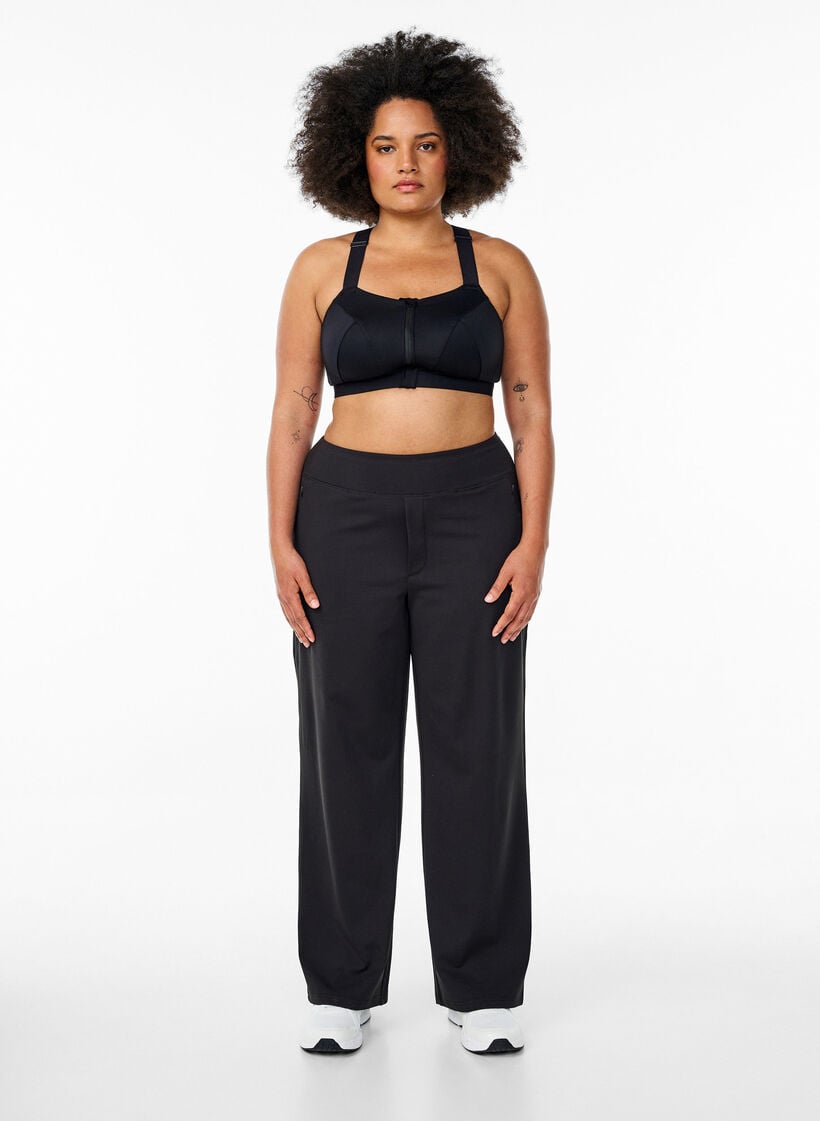 Stijlvolle workout broek met een lichte flare, Black, Model