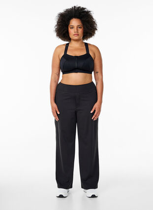 ZizziStijlvolle workout broek met een lichte flare, Zwart, Model image number 1