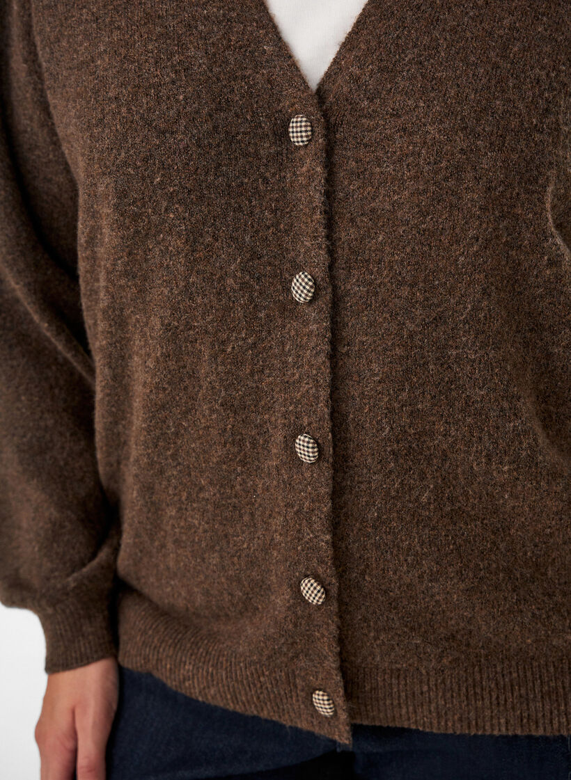 Vest met decoratieve knopen en V-hals, Bruin, Model image number 3