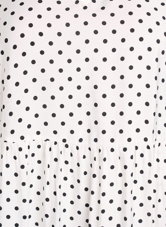 Jurk met stippen, V-hals en A-lijn vorm, Wit, Packshot image number 2