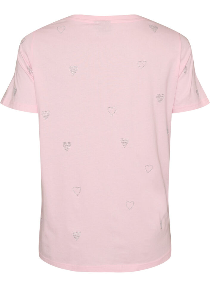Organisch katoenen T-shirt met hartjes, Roze, Packshot image number 1