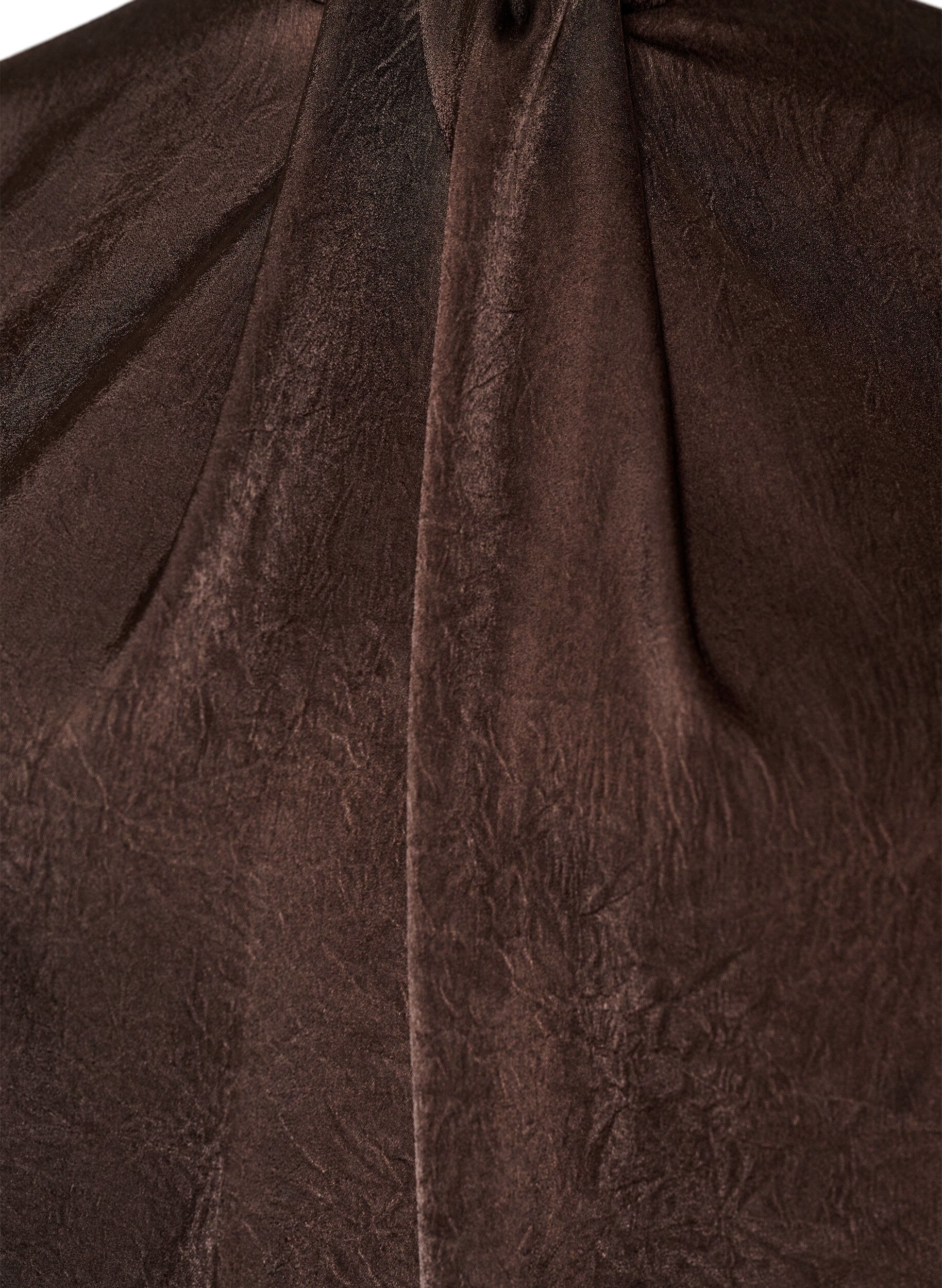 ZizziBlouse met satijnen look en ballonvorm, Bruin, Packshot image number 2
